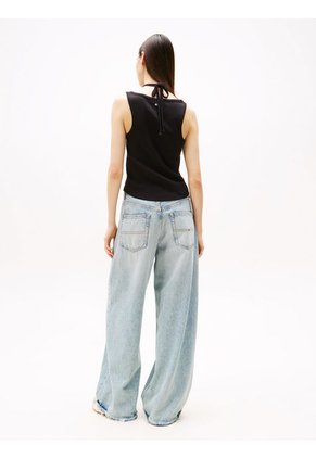 Camiseta Negra Sin Mangas Con Cuello Halter Tommy Jeans