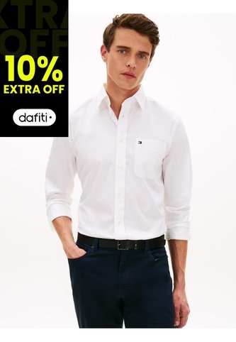 Camisa Blanca Oxford Ligera De Corte Regular Tommy Hilfiger Tommy Hilfiger