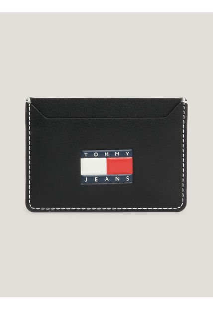 Tarjetero Negro Heritage De Cuero Tommy Hilfiger