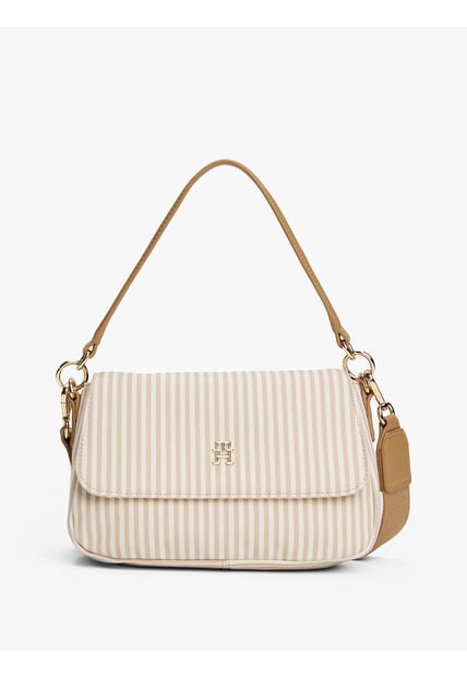 Bolso Beige De Hombro Con Correa Cruzada En Lona Tommy Hilfiger