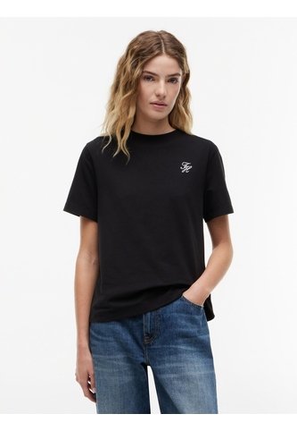 Camiseta Negra De Cuello Redondo Con Logo Bordado Tommy Hilfiger Tommy Hilfiger