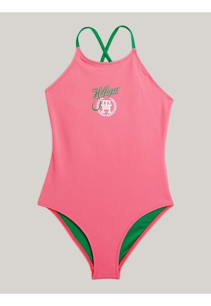 Traje Rosa Niña De Baño Con Logo Th Original Tommy Hilfiger