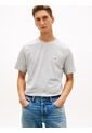 Camiseta Gris De Cuello Redondo Con Logo Bordado Tommy Hilfiger de Tommy Hilfiger