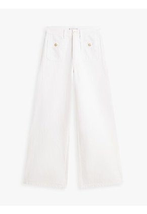 Pantalón Blanco Denim De Talle Alto Con Pierna Ancha Tommy Hilfiger