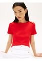 Camiseta Roja Slim De Cuello Barco Con Botones Tommy Hilfiger de Tommy Hilfiger