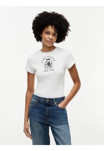 Camiseta Blanca De Corte Slim Con Escudo Tommy Hilfiger Tommy Hilfiger