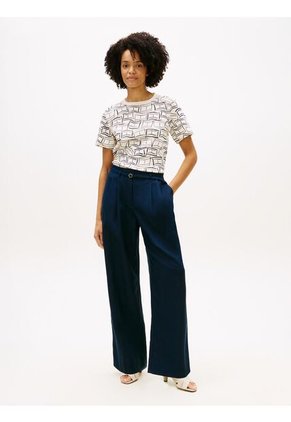 Camiseta Blanca Amplia De Punto Interlock Tommy Hilfiger