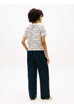 Camiseta Blanca Amplia De Punto Interlock Tommy Hilfiger