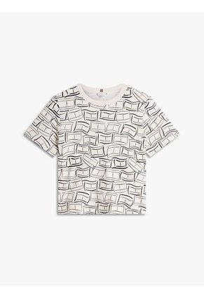 Camiseta Blanca Amplia De Punto Interlock Tommy Hilfiger