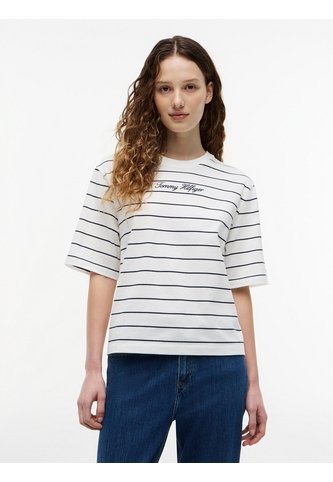 Camiseta Blanca Amplia De Cuello Redondo Con Logo Tommy Hilfiger Tommy Hilfiger