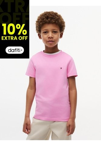 Camiseta Rosa Para Niño De Punto Con Logo Bordado Tommy Hilfiger Tommy Hilfiger