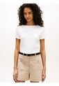 Camiseta Blanca Slim De Cuello Barco Con Botones Tommy Hilfiger de Tommy Hilfiger