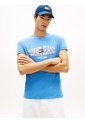 Camiseta Celeste De Punto Con Logo Ondulado Tommy Jeans de Tommy Hilfiger