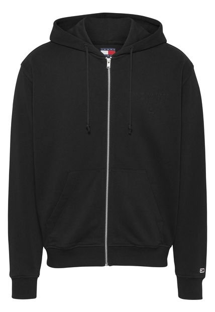 Buzo Negro Relaxed Varsity Tonal Para Hombre Tommy Jeans