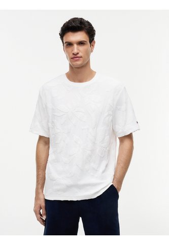 Camiseta Blanca De Cuello Redondo Con Estructura Jacquard Tommy Hilfiger Tommy Hilfiger