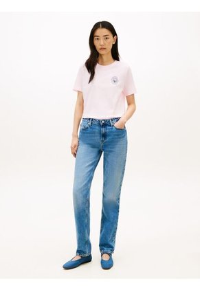 Camiseta Rosa De Corte Regular Con Logo Gráfico En El Pecho Tommy Hilfiger