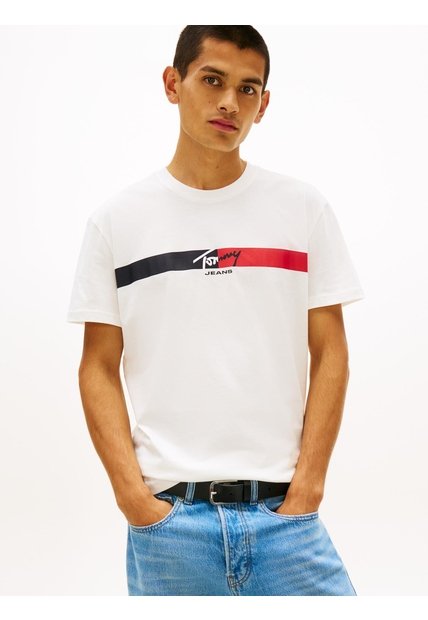 Camiseta Blanca De Punto Con Logo Con La Firma Tommy Jeans