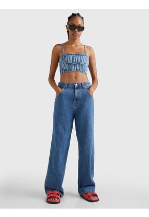 Crop Top Vaquero Con Motivo De Letras Mujer Azul Tommy Jeans