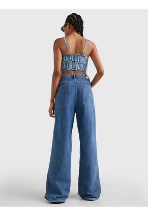 Crop Top Vaquero Con Motivo De Letras Mujer Azul Tommy Jeans