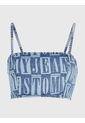 Crop Top Vaquero Con Motivo De Letras Mujer Azul Tommy Jeans de Tommy Hilfiger