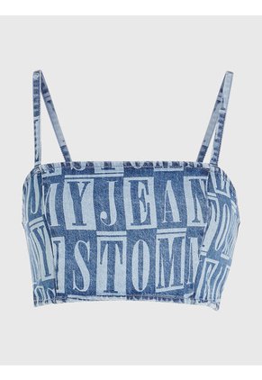 Crop Top Vaquero Con Motivo De Letras Mujer Azul Tommy Jeans