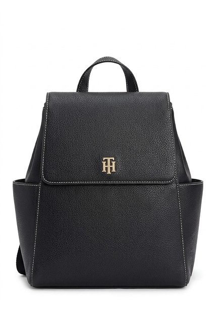 Mochila Negra Con Solapa Tommy Hilfiger
