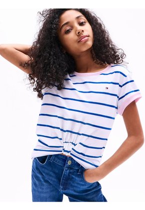 Top Blanco Con Diseño De Rayas Con Logo Tommy Hilfiger
