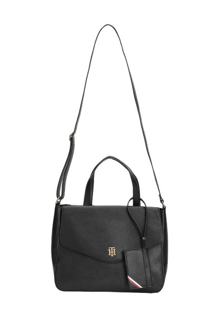 Bolso Negro Satchel Con Logo Tommy Hilfiger