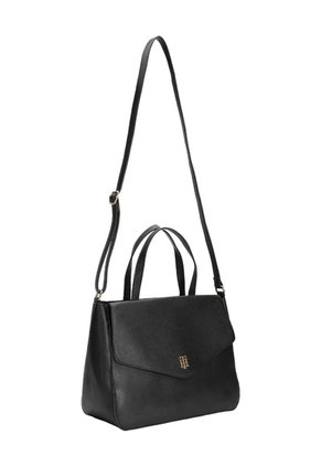 Bolso Negro Satchel Con Logo Tommy Hilfiger