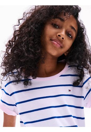 Top Blanco Con Diseño De Rayas Con Logo Tommy Hilfiger