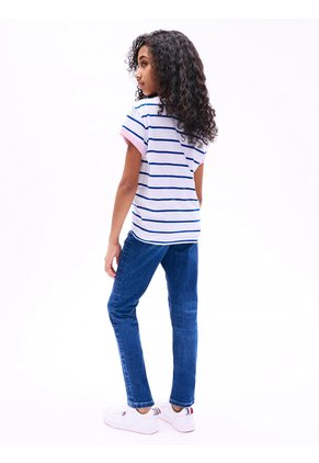 Top Blanco Con Diseño De Rayas Con Logo Tommy Hilfiger