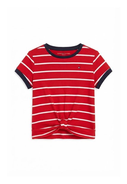 Top Rojo Con Diseño De Rayas Con Logo Tommy Hilfiger