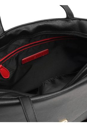 Bolso Negro Satchel Con Logo Tommy Hilfiger