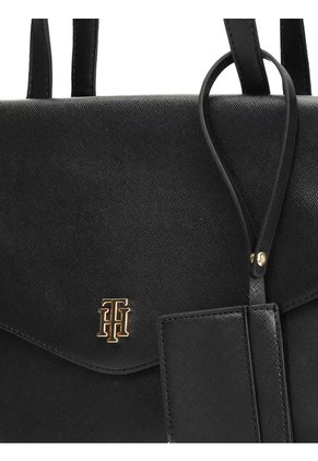 Bolso Negro Satchel Con Logo Tommy Hilfiger