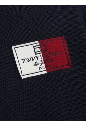 Suéter Niño  De Algodón Orgánico Con Logo Azul Tommy Hilfiger