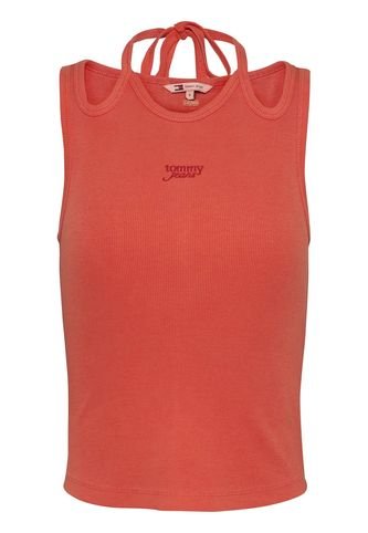 Camiseta Roja Sin Mangas Con Cuello Halter Tommy Jeans Tommy Hilfiger