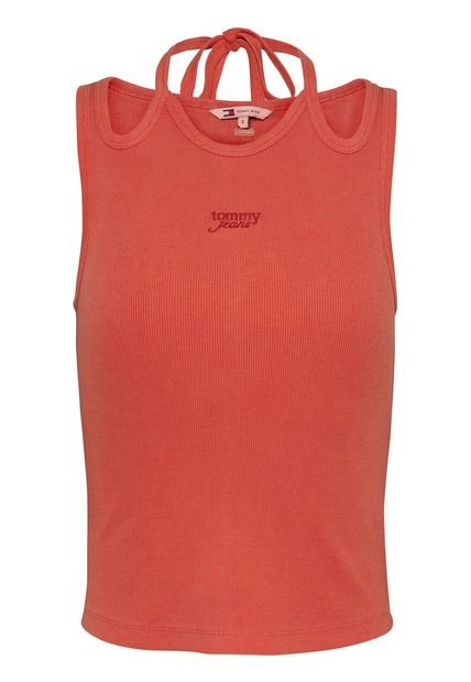 Camiseta Roja Sin Mangas Con Cuello Halter Tommy Jeans