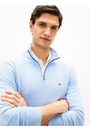 Saco Celeste Con Cuello Perkins Y Cremallera Tommy Hilfiger