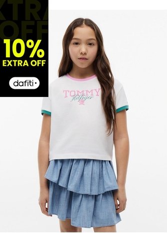 Camiseta Manga Para Niña Corta Con Logo Gráfico Tommy Hilfiger Tommy Hilfiger