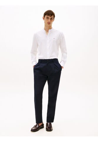 Camisa Blanca De Popelín Con Cuello Mao Regular Fit Tommy Hilfiger Tommy Hilfiger
