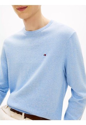 Saco Celeste De Cuello Redondo Con Logo Bordado Tommy Hilfiger