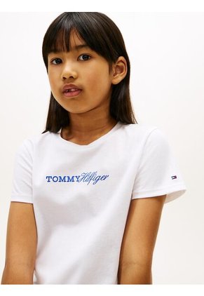 Camiseta Blanca Vintage Slim De Punto Con Logo Tommy Hilfiger