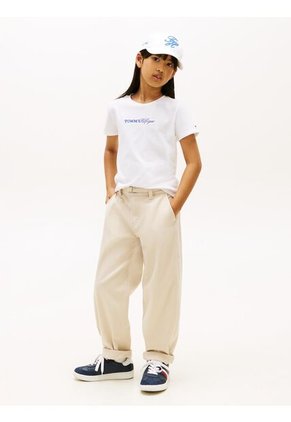 Camiseta Blanca Vintage Slim De Punto Con Logo Tommy Hilfiger