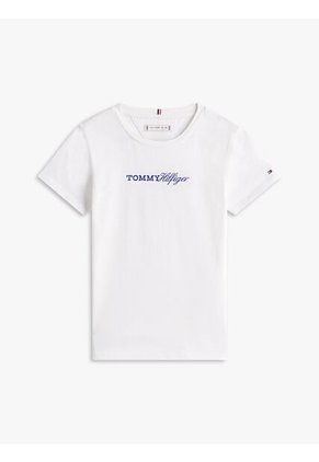 Camiseta Blanca Vintage Slim De Punto Con Logo Tommy Hilfiger