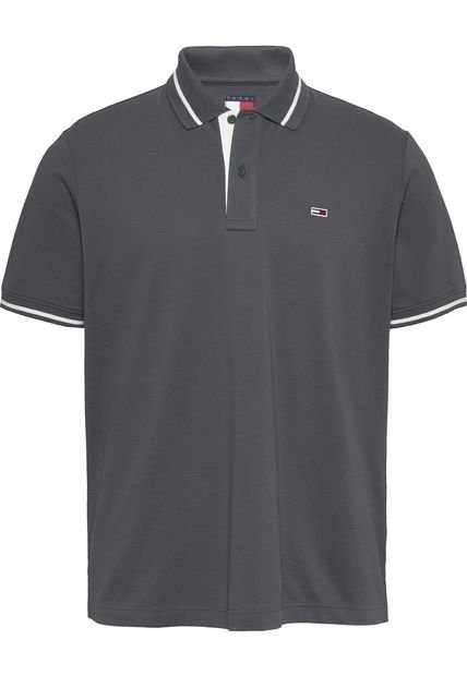 Polo Negro De Corte Regular Con Logo Tommy Jeans