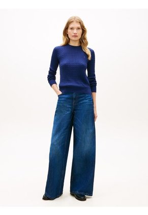 Saco Azul De Punto Trenzado Fino Tommy Hilfiger