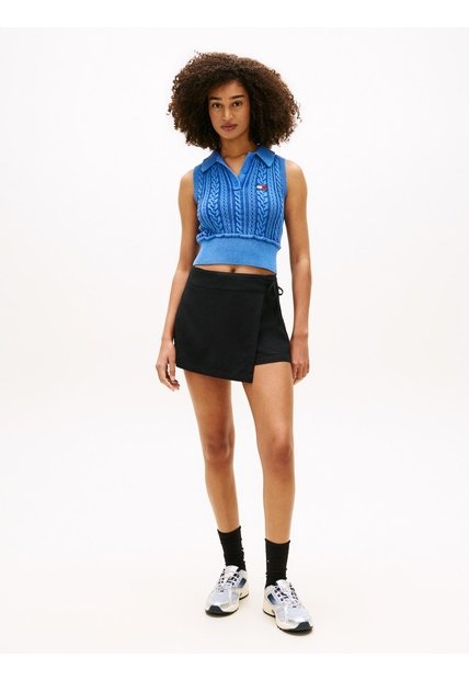 Falda Negro Pantalón De Lino Con Lazada Lateral Tommy Jeans