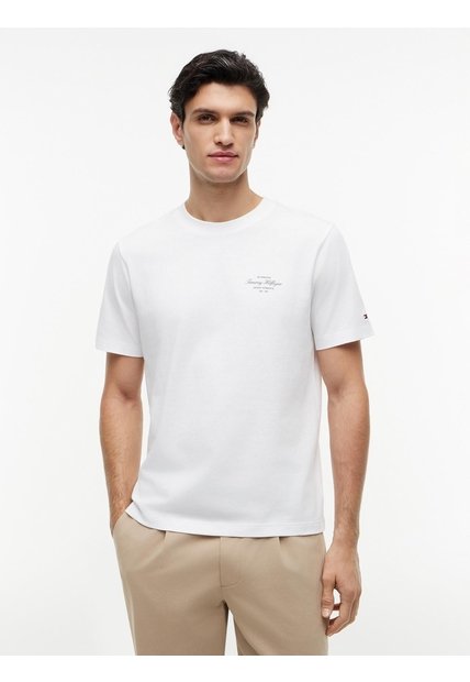 Camiseta Blanca De Punto Con Logo Tommy Hilfiger