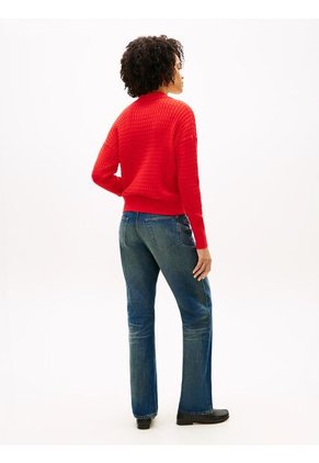 Saco Rojo Tejido Amplio Tipo Polo De Punto Trenzado Tommy Hilfiger
