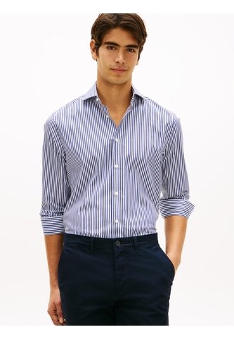 Camisa Azul Flex Collar Con Diseño De Rayas Tommy Hilfiger Tommy Hilfiger